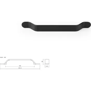 Nábytkové kování Nábytková úchytka VIEFE 0590 BELT rozteč 160, délka 222 černá matná