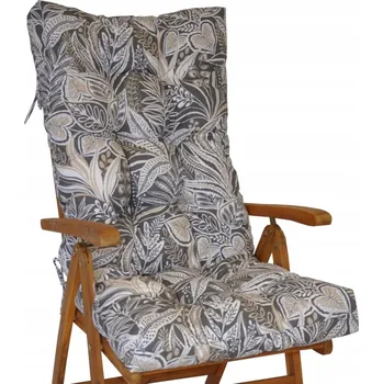 Podsedák Polstr na teakové zahradní křeslo vysoké - motiv listy na tmavé