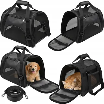 přepravka pro zvíře Přepravní taška textilní KREOleo černá M/L 20 cm x 30 cm x 40 cm