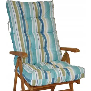 Podsedák Polstr na zahradní křeslo vysoké - látka modré pruhy