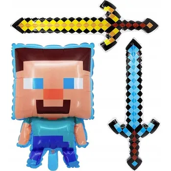 Figurka SADA NAFUKOVACÍCH MEČŮ Minecraft meč 2KS + BALÓNEK PANÁČEK