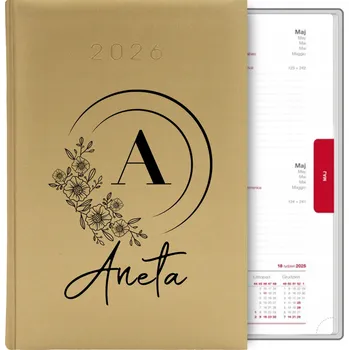 Diář Knižní kalendář 2026 A5 FunnyCase zlatý