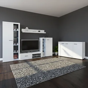 Obývací stěna Obývací stěna Rumba + komoda 3F | 270 cm + 148,8 cm | bílá