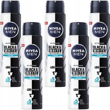 NIVEA Men Antiperspirant Black & White, 5 x 250 ml