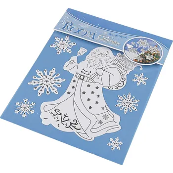 Vánoční dekorace Vánoční samolepky plastické 3D Varianta: 6 bílá Santa, Balení: 1 karta