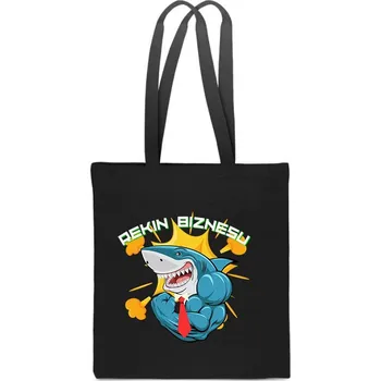 Nákupní taška EKO Bavlněná taška černá ke Dni učitelů žralok TT_774
