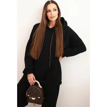 Dámská halenka Dámský teplákový komplet zateplený z bavlny s kapucí černý UNI