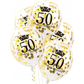 Balónek LATEXOVÉ BALÓNKY S KONFETAMI K 50. NAROZENINÁM 50 Happy Birthday 100 KS