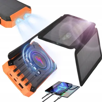 Powerbanka SOLÁRNÍ POWERBANKA 20000MAH USB NABÍJEČKA S LED SVÍTILNOU PRO KEMPINK