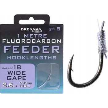 Rybářský háček Háček Drennan s návazcem pro lov na dně Wide Gape, velikost 18, 8 ks