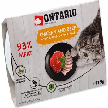 Krmivo pro kočku MOKRÉ KRMIVO KRMIVO PRO KOČKY TACKA ONTARIO KUŘE S HOVĚZÍM KONZERVA 115G
