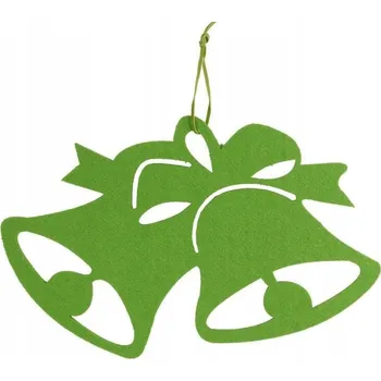 Vánoční dekorace Vánoční ozdoba filcová závěsná ZVONKY 30 cm ZELENÁ VÁNOČNÍ