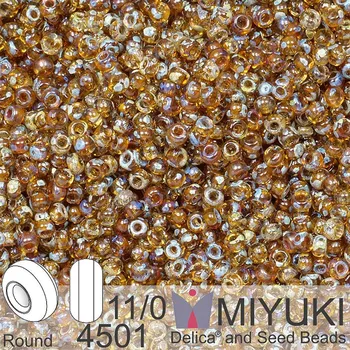 Korálek Korálky Miyuki Round 11/0. Barva 4501 Transparent Light Topaz Picasso. Balení 5g