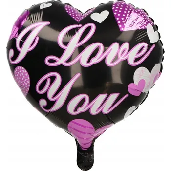 Balónek BALÓNEK SRDCE 18" I LOVE YOU VALENTÝN ČERNÝ
