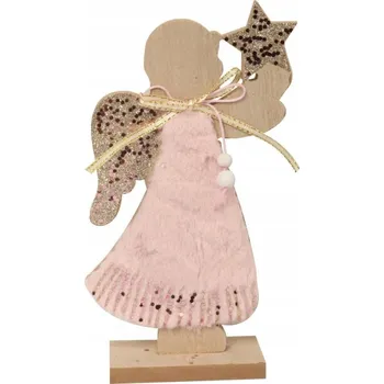 Obraz Anděl s kožešinkou Goliat dřevěný 10x20 cm