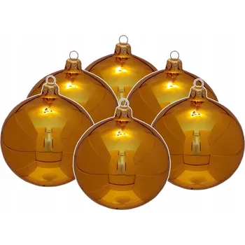 Vánoční dekorace Skleněné Vánoční Baňky na vánoční stromeček ZLATÝ LESK, super efekt, zlaté a lesklé, 10 cm