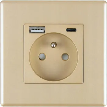 Elektrická zásuvka Elektrická Zásuvka USB nástěnná eLumos zlatá