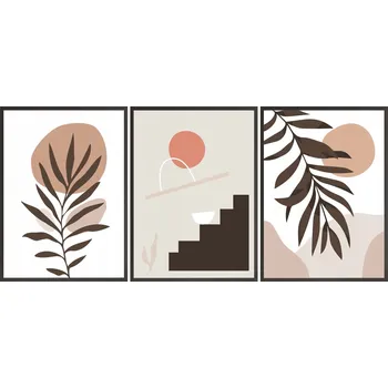 Obraz Postery + RÁMY 3x 33x43 listy geometrie – výběr