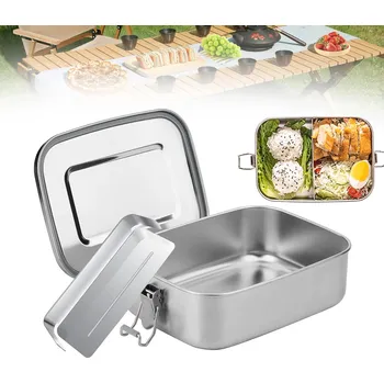 Svačinový box Ekologický Lunchbox Z Nerezové Oceli 304 850 ml S Přihrádkami Vodotěsný
