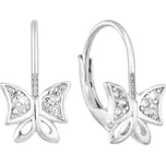 Evolution Group s.r.o. Stříbrné náušnice visací se zirkonem bílý motýl 11226.1