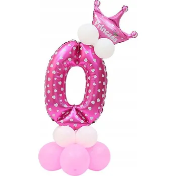 Balónek BALÓNEK ČÍSLICE 0 RŮŽOVÁ NAROZENINOVÁ SADA 14KS