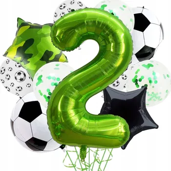 Balónek ČÍSLICE 2 SPORTOVNÍ NAROZENINY Sada 11 balónků FOTBALOVÝ MÍČ BALÓNKY