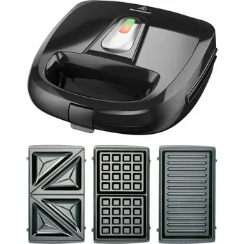 Toustovač Sendvičovač SilverCrest SSMW 750 W Černý 3v1, Tousty, Vafle, Panini