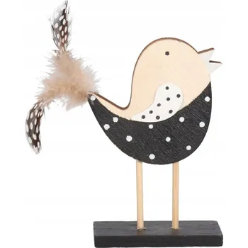 Obraz DŘEVĚNÝ PTÁČEK S PÍRKEM FIGURKA DEKORACE JARNÍ DO DOMU