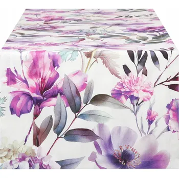 ubrus Běhoun na stůl 40x240 cm Dekorativní obdélníkový běhoun Květiny Fialová 9872