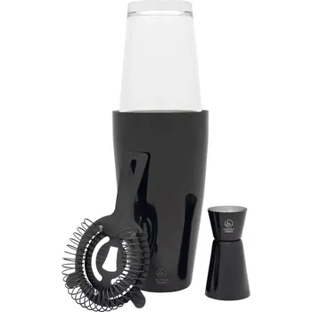 Shaker LEOPOLD VIENNA Acolon Boston-Shaker 3dílná sada, černá, výška: 250 mm, průměr: 95 mm