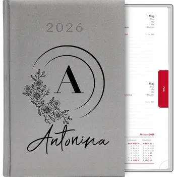 Diář Knižní kalendář 2026 A5 FunnyCase stříbrný