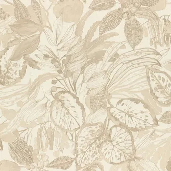 Fototapeta Dekorativní tapeta ROSTLINY TRÁVY LISTY BOHO BÉŽOVÁ omyvatelná