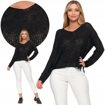 Dámský svetr Dámský svetr klasický, prolamovaný, tenký, s dlouhým rukávem MORAJ L