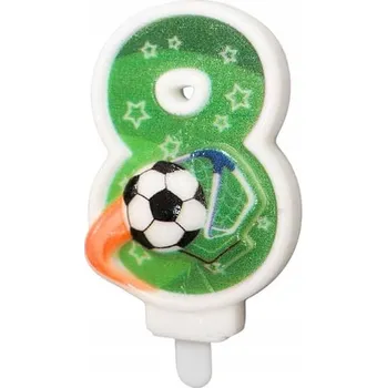 Dortová svíčka NAROZENINOVÁ SVÍČKA FOTBALOVÝ FOTBAL ČÍSLICE 8