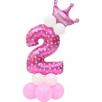 Balónek BALÓNEK ČÍSLICE 2 RŮŽOVÁ NAROZENINOVÁ SADA 14KS