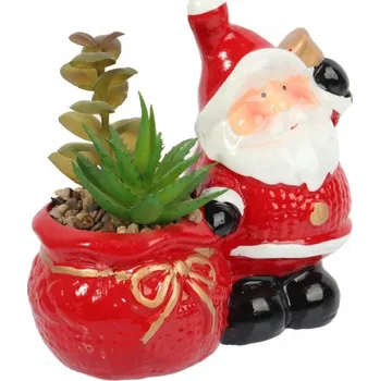 Vánoce Keramická vánoční ozdoba Mikuláš se sukulentem