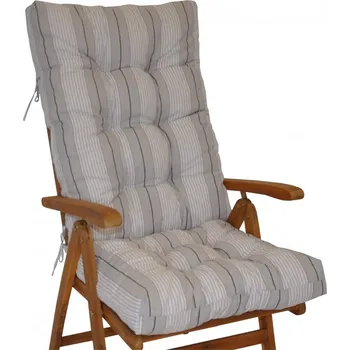 Podsedák Polstr na teakové zahradní křeslo vysoké - látka Antik pruh