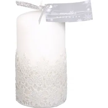 Svíčka Svíčka KRAJKA VELUR VÁLEC vánoční matná d7x14cm