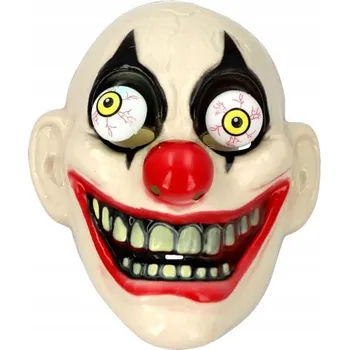 Karnevalová maska SVÍTÍCÍ MASKA KLAUNA S POHYBLIVÝMI OČIMA HALLOWEEN
