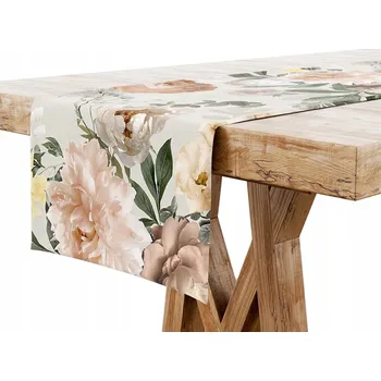 ubrus Běžec na stůl 40x220 cm Běžec béžový dekorativní s květinami 5967