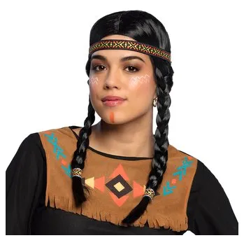 Karnevalový kostým Boland&nbsp;Paruka indiánka s culíky a čelenkou