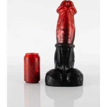 Dildo Dildo Twisted Beast Pegasus Demon Blood (Ombre) velké, prémiové silikonové dildo s Vac-U-Lock přísavkou 34 x 6,5–8,6 cm