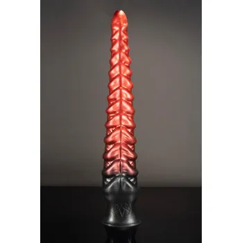 Dildo Twisted Beast Asmodeus Demon Blood (Ombre) Medium, prémiové silikonové dildo s Vac-U-Lock přísavkou 48,5 x 3,7–8,9 cm