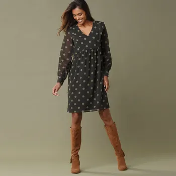 Dámské šaty Voálové šaty s potiskem puntíků černá/khaki 50