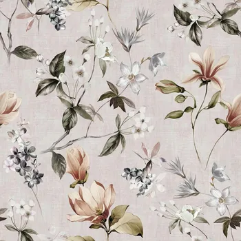 Látka na závěsy s květinovým vzorem, metráž, béžová 8226