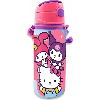 Láhev HELLO KITTY KUROMI A PŘÁTELÉ hliníková lahev na pití s popruhem 600 ml