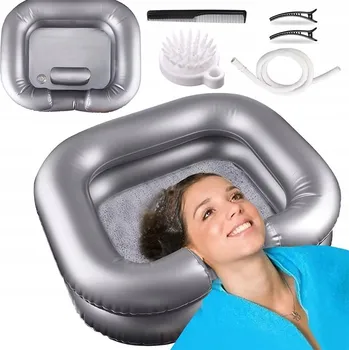 Vrták MISKA NA MYTÍ HLAVY V POSTELI NEMOCNÉHO BAZÉNU NAFUKOVACÍ PNEUMATICKÁ + SPRCHA