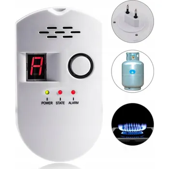 Bezpečnostní detektor Detektor Plynu Zemního Metanu LPG Propan Butan Měřič Alarm Detektor Bílý