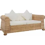 vidaXL 2místná pohovka s poduškami přírodní ratan [283073]