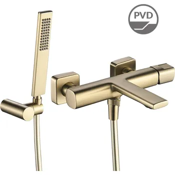 Vodovodní baterie Laveo Vanová baterie Tores se sprchovým setem - BVT_G11D, zlatá šampaň